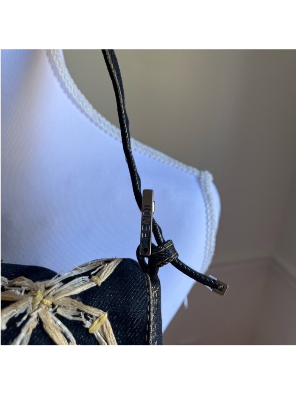 Fendi Baguette Denim Raffia Bag - Picture 3 of 12